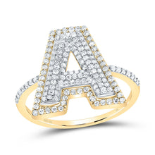 Load image into Gallery viewer, 10K Yellow Gold Diamond Fashion Initial "A" Women's Ring 1/2 Cttw - Splendid Jewellery