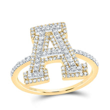 Load image into Gallery viewer, 10K Yellow Gold Diamond Fashion Initial "A" Women's Ring 1/2 Cttw - Splendid Jewellery