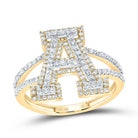 10K Yellow Gold Diamond Fashion Initial "A" Women's Ring 1/2 Cttw - Splendid Jewellery