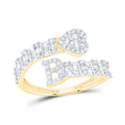 10K Yellow Gold Diamond Fashion Initial "B" Women's Heart Cuff Ring 1/2 Cttw - Splendid Jewellery