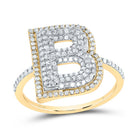 10K Yellow Gold Diamond Fashion Initial "B" Women's Ring 1/2 Cttw - Splendid Jewellery