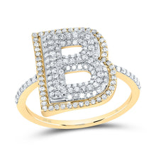Load image into Gallery viewer, 10K Yellow Gold Diamond Fashion Initial "B" Women's Ring 1/2 Cttw - Splendid Jewellery