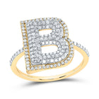 10K Yellow Gold Diamond Fashion Initial "B" Women's Ring 1/2 Cttw - Splendid Jewellery