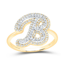 Load image into Gallery viewer, 10K Yellow Gold Diamond Fashion Initial "B" Women's Ring 3/8 Cttw - Splendid Jewellery