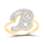 10K Yellow Gold Diamond Fashion Initial "B" Women's Ring 3/8 Cttw - Splendid Jewellery
