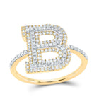 10K Yellow Gold Diamond Fashion Initial "B" Women's Ring 5/8 Cttw - Splendid Jewellery