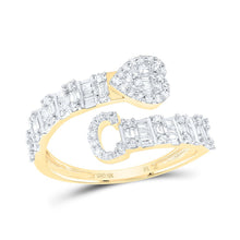 Load image into Gallery viewer, 10K Yellow Gold Diamond Fashion Initial "C" Women's Heart Cuff Ring 1/2 Cttw - Splendid Jewellery