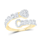 10K Yellow Gold Diamond Fashion Initial "C" Women's Heart Cuff Ring 1/2 Cttw - Splendid Jewellery