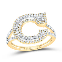 Load image into Gallery viewer, 10K Yellow Gold Diamond Fashion Initial "C" Women's Ring 1/2 Cttw - Splendid Jewellery