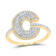 Load image into Gallery viewer, 10K Yellow Gold Diamond Fashion Initial "C" Women's Ring 1/2 Cttw - Splendid Jewellery