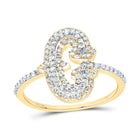 10K Yellow Gold Diamond Fashion Initial "C" Women's Ring 3/8 Cttw - Splendid Jewellery