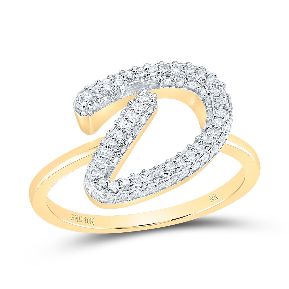 10K Yellow Gold Diamond Fashion Initial "D" Ring 3/8 Cttw - Splendid Jewellery