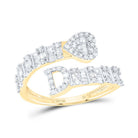 10K Yellow Gold Diamond Fashion Initial "D" Women's Heart Cuff Ring 5/8 Cttw - Splendid Jewellery