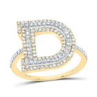 10K Yellow Gold Diamond Fashion Initial "D" Women's Ring 1/2 Cttw - Splendid Jewellery