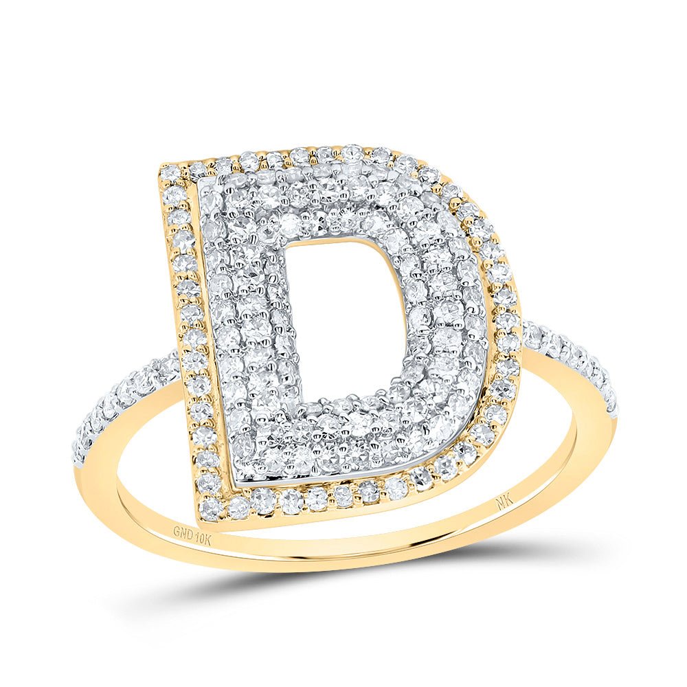 10K Yellow Gold Diamond Fashion Initial "D" Women's Ring 1/2 Cttw - Splendid Jewellery