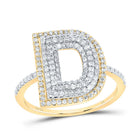 10K Yellow Gold Diamond Fashion Initial "D" Women's Ring 1/2 Cttw - Splendid Jewellery