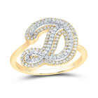 10K Yellow Gold Diamond Fashion Initial "D" Women's Ring 3/8 Cttw - Splendid Jewellery