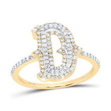 Load image into Gallery viewer, 10K Yellow Gold Diamond Fashion Initial "D" Women's Ring 3/8 Cttw - Splendid Jewellery