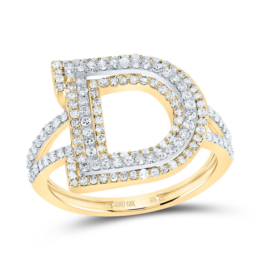 10K Yellow Gold Diamond Fashion Initial "D" Women's Ring 5/8 Cttw - Splendid Jewellery