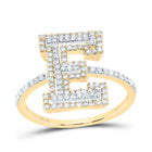 10K Yellow Gold Diamond Fashion Initial "E" Women's Ring 1/2 Cttw - Splendid Jewellery