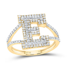 Load image into Gallery viewer, 10K Yellow Gold Diamond Fashion Initial "E" Women's Ring 1/2 Cttw - Splendid Jewellery