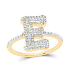 10K Yellow Gold Diamond Fashion Initial "E" Women's Ring 3/8 Cttw - Splendid Jewellery