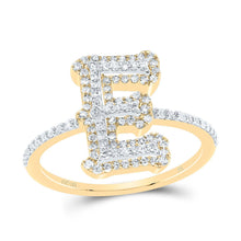 Load image into Gallery viewer, 10K Yellow Gold Diamond Fashion Initial "E" Women's Ring 3/8 Cttw - Splendid Jewellery