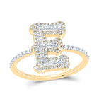 10K Yellow Gold Diamond Fashion Initial "E" Women's Ring 3/8 Cttw - Splendid Jewellery
