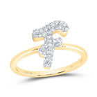10K Yellow Gold Diamond Fashion Initial "F" Ring 1/4 Cttw - Splendid Jewellery