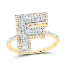 Load image into Gallery viewer, 10K Yellow Gold Diamond Fashion Initial "F" Women's Ring 1/2 Cttw - Splendid Jewellery