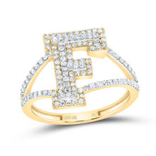 Load image into Gallery viewer, 10K Yellow Gold Diamond Fashion Initial "F" Women's Ring 1/2 Cttw - Splendid Jewellery