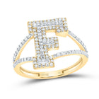 10K Yellow Gold Diamond Fashion Initial "F" Women's Ring 1/2 Cttw - Splendid Jewellery