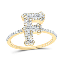 Load image into Gallery viewer, 10K Yellow Gold Diamond Fashion Initial "F" Women's Ring 1/3 Cttw - Splendid Jewellery
