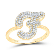 Load image into Gallery viewer, 10K Yellow Gold Diamond Fashion Initial "F" Women's Ring 3/8 Cttw - Splendid Jewellery