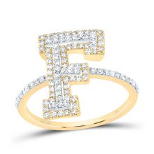 Load image into Gallery viewer, 10K Yellow Gold Diamond Fashion Initial "F" Women's Ring 3/8 Cttw - Splendid Jewellery