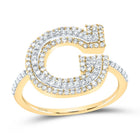 10K Yellow Gold Diamond Fashion Initial "G" Women's Ring 1/2 Cttw - Splendid Jewellery