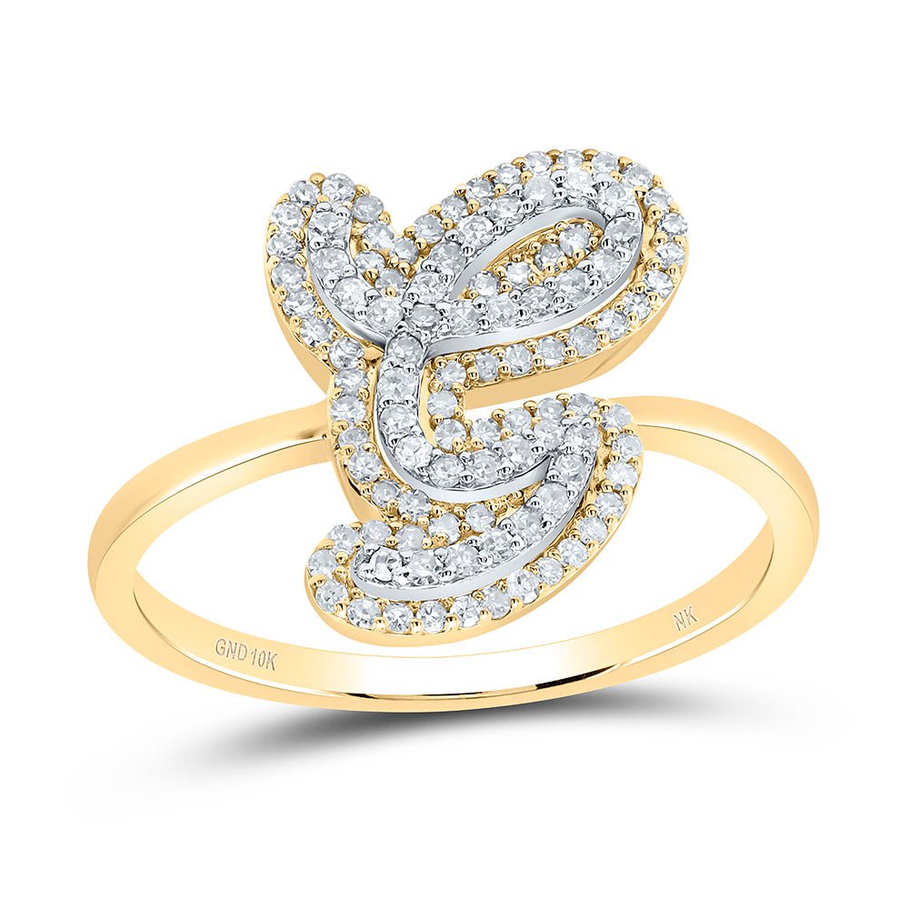 10K Yellow Gold Diamond Fashion Initial "G" Women's Ring 1/3 Cttw - Splendid Jewellery