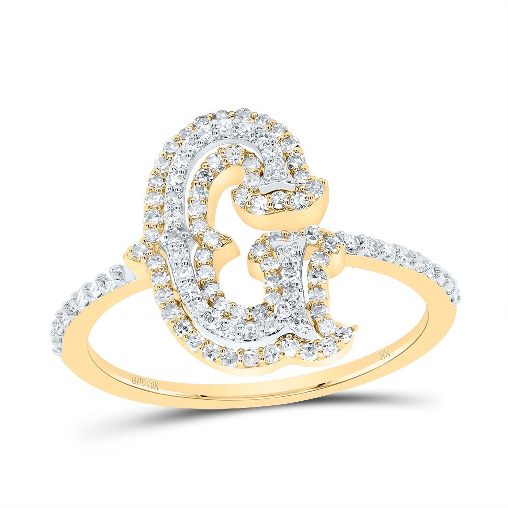 10K Yellow Gold Diamond Fashion Initial "G" Women's Ring 3/8 Cttw - Splendid Jewellery