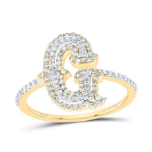 Load image into Gallery viewer, 10K Yellow Gold Diamond Fashion Initial "G" Women's Ring 3/8 Cttw - Splendid Jewellery