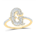10K Yellow Gold Diamond Fashion Initial "G" Women's Ring 3/8 Cttw - Splendid Jewellery