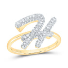 10K Yellow Gold Diamond Fashion Initial "H" Ring 3/8 Cttw - Splendid Jewellery