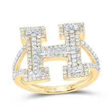 Load image into Gallery viewer, 10K Yellow Gold Diamond Fashion Initial "H" Women's Ring 3/4 Cttw - Splendid Jewellery