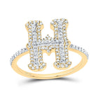10K Yellow Gold Diamond Fashion Initial "H" Women's Ring 3/8 Cttw - Splendid Jewellery