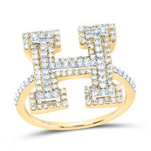 Load image into Gallery viewer, 10K Yellow Gold Diamond Fashion Initial "H" Women's Ring 5/8 Cttw - Splendid Jewellery