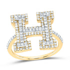 10K Yellow Gold Diamond Fashion Initial "H" Women's Ring 5/8 Cttw - Splendid Jewellery