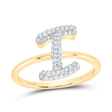 Load image into Gallery viewer, 10K Yellow Gold Diamond Fashion Initial "I" Ring 1/3 Cttw - Splendid Jewellery