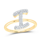 10K Yellow Gold Diamond Fashion Initial "I" Ring 1/3 Cttw - Splendid Jewellery