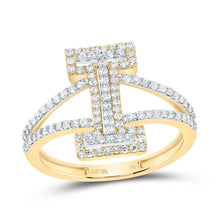 Load image into Gallery viewer, 10K Yellow Gold Diamond Fashion Initial "I" Women's Ring 1/2 Cttw - Splendid Jewellery