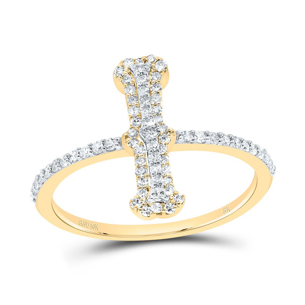 10K Yellow Gold Diamond Fashion Initial "I" Women's Ring 1/3 Cttw - Splendid Jewellery