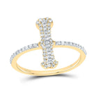 10K Yellow Gold Diamond Fashion Initial "I" Women's Ring 1/3 Cttw - Splendid Jewellery
